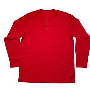 Lands' End Classic Quarter-Button Long Sleeve Tee Men’s size large red
